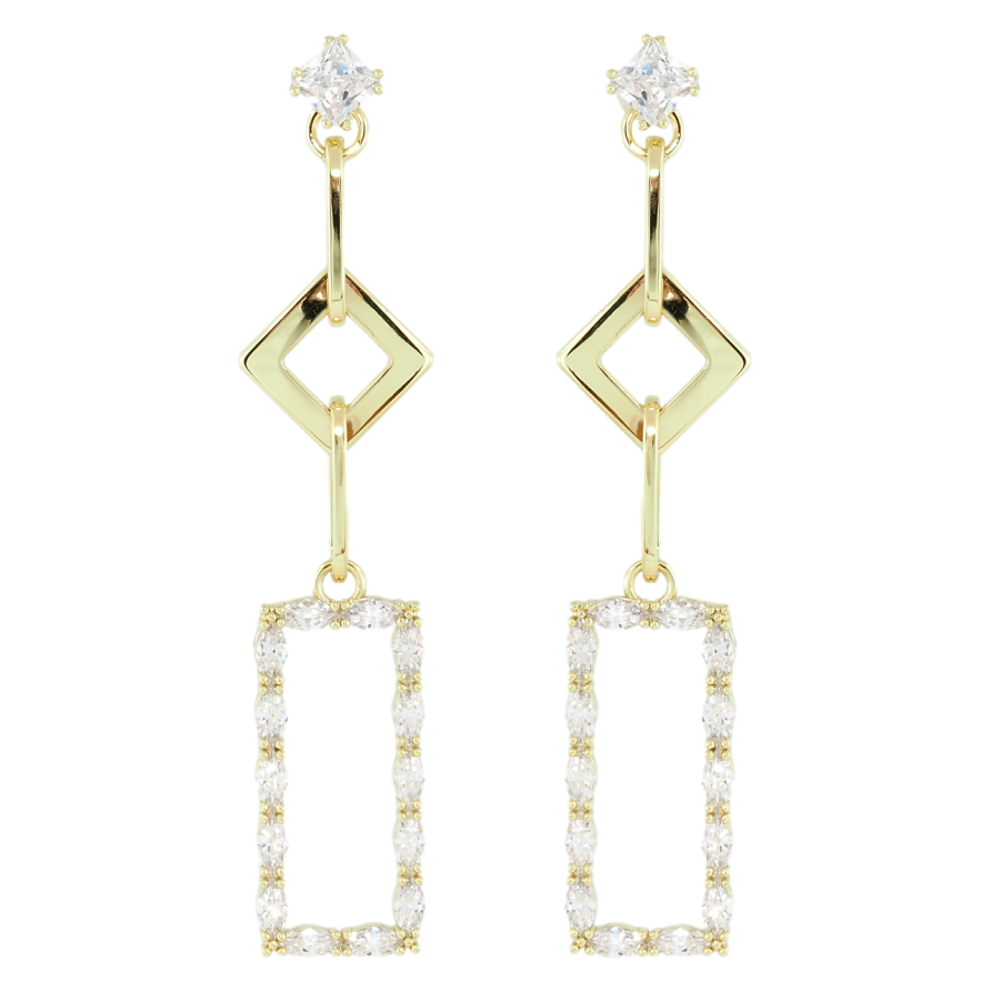 Серьги Xuping Позолота 14K пусеты Геометрические подвески с цирконием фото №1