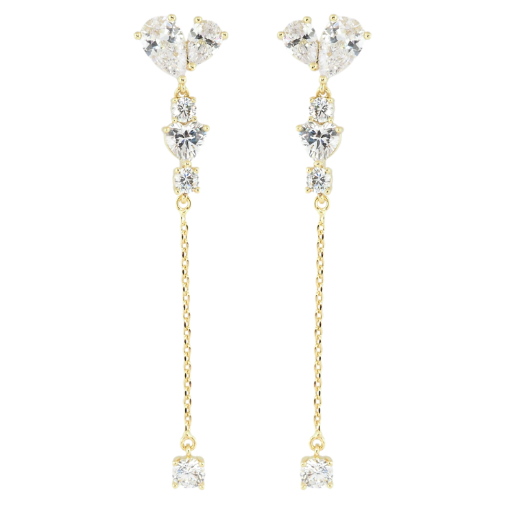 Серьги Xuping Позолота 14K пусеты Кристальные подвески фото №22