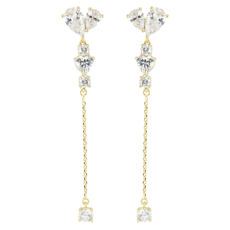 Сережки Xuping Позолота 14K пусети Кришталеві підвіски фото №1