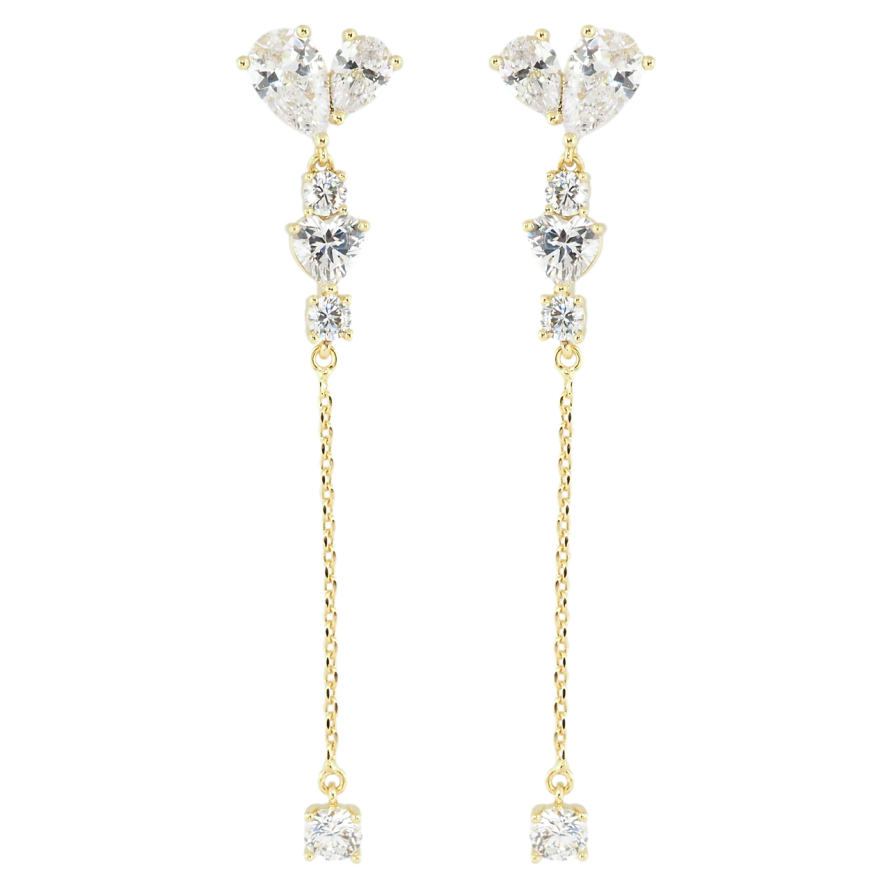 Серьги Xuping Позолота 14K пусеты Кристальные подвески фото №1