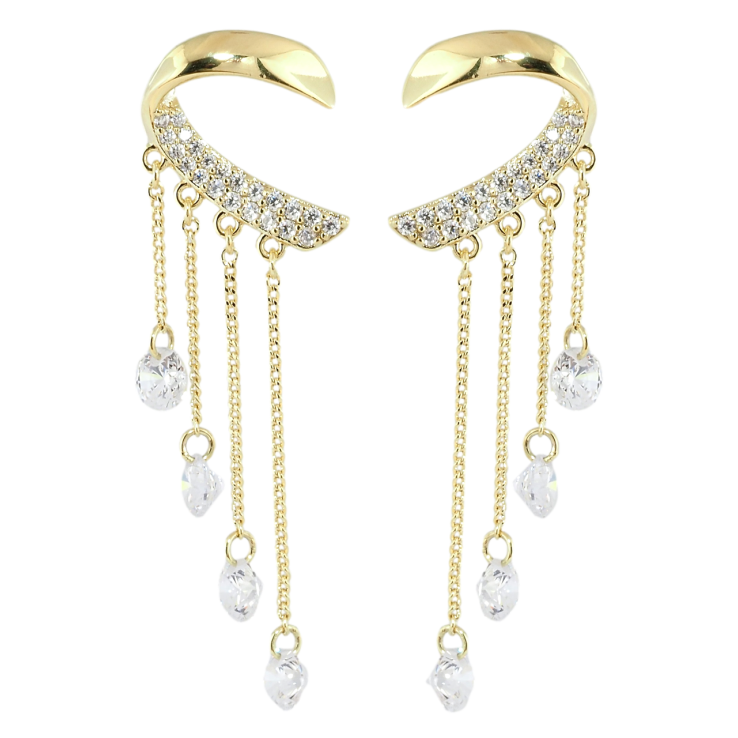 Серьги Xuping Позолота 14K пусеты Кристальные подвески фото №24