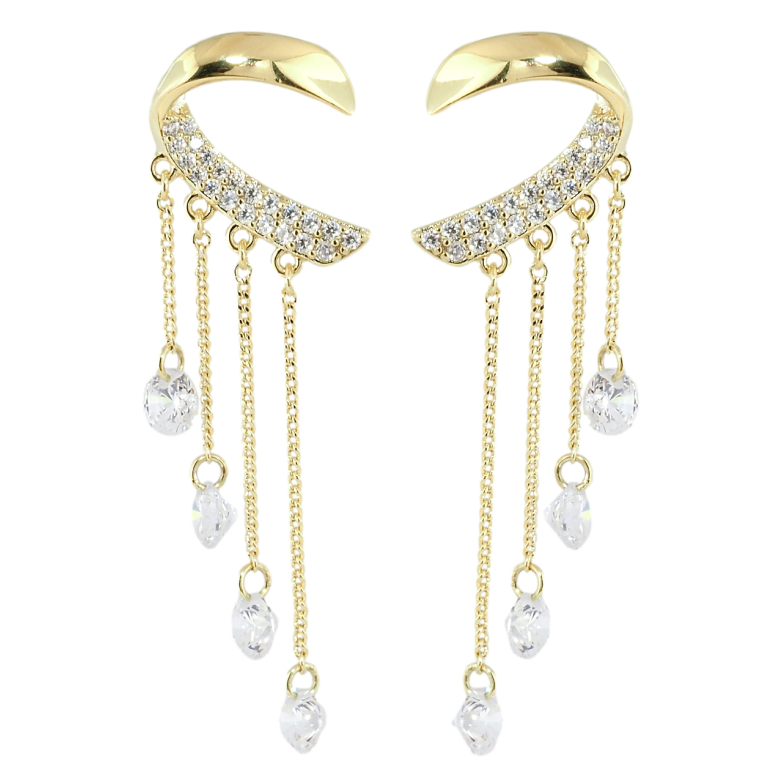 Серьги Xuping Позолота 14K пусеты Кристальные подвески фото №19