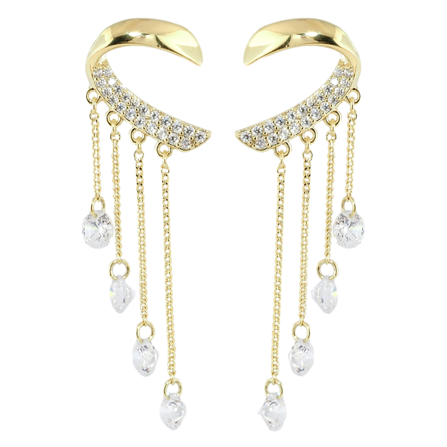 Серьги Xuping Позолота 14K пусеты Кристальные подвески фото №1