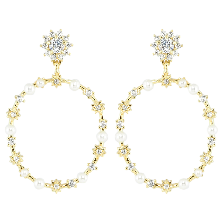 Серьги Xuping Позолота 14K пусеты Декоративные подвески с жемчужинами и цирконием фото №18