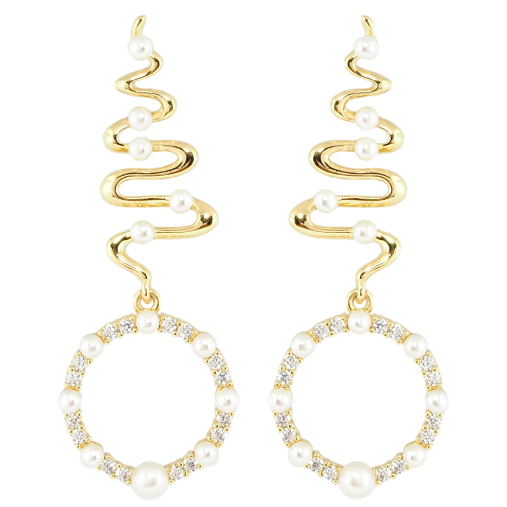 Серьги Xuping Позолота 14K пусеты Декоративные подвески с жемчужинами и цирконием фото №20