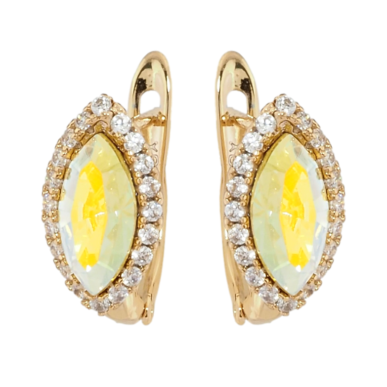 Серьги Xuping цвет 18K с кристаллами Swarovski английский замок Лепестки с кристаллами Citrine Shimmer фото №3