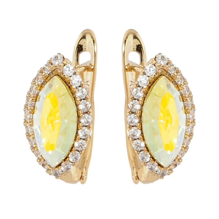 Серьги Xuping цвет 18K с кристаллами Swarovski английский замок Лепестки с кристаллами Citrine Shimmer фото №1