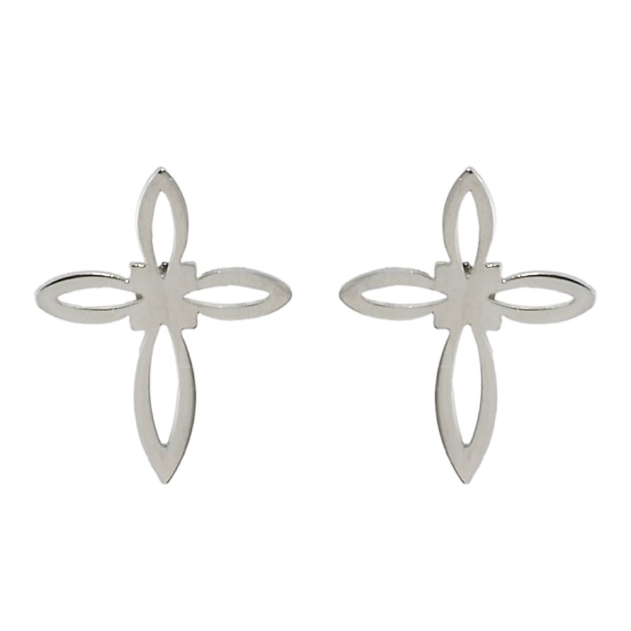 Серьги Xuping TTM Stainless Steel цвет Родий пусеты Крестики фото №1