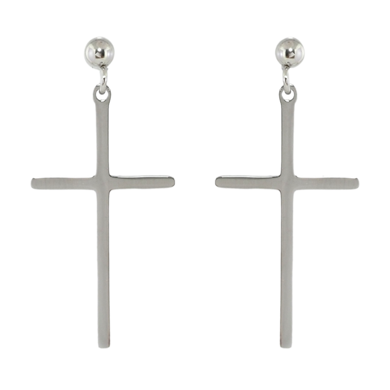 Сережки Xuping TTM Stainless Steel колір Родій пусети Підвіски Хрестики фото №1