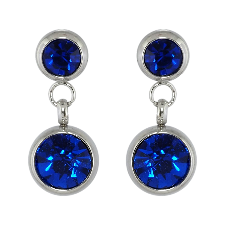 Серьги Xuping TTM Stainless Steel цвет Родий пусеты Подвески с синими кристаллами ø 6мм и 8мм фото №11