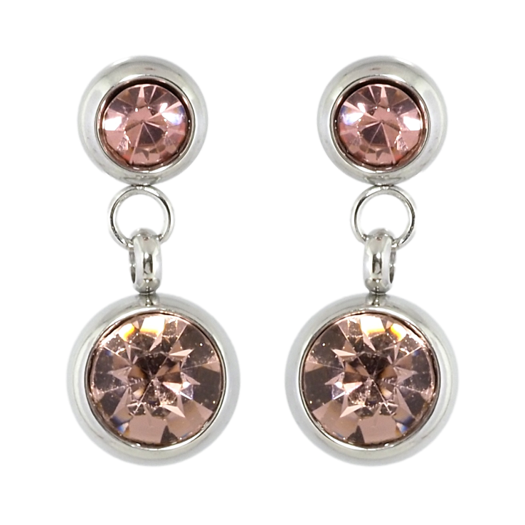 Серьги Xuping TTM Stainless Steel цвет Родий пусеты Подвески с розовыми кристаллами ø 6мм и 8мм фото №13