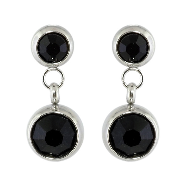 Серьги Xuping TTM Stainless Steel цвет Родий пусеты Подвески с черными кристаллами ø 6мм и 8мм фото №10