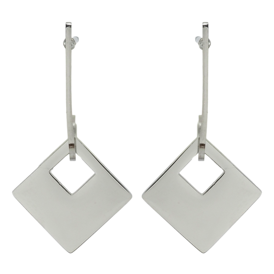 Серьги Xuping TTM Stainless Steel цвет Родий пусеты Ромбовые подвески фото №1