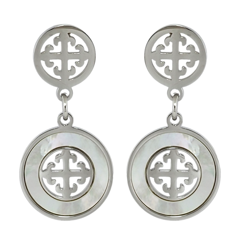 Серьги Xuping TTM Stainless Steel цвет Родий пусеты Декоративные подвески с перламутровыми вставками фото №3