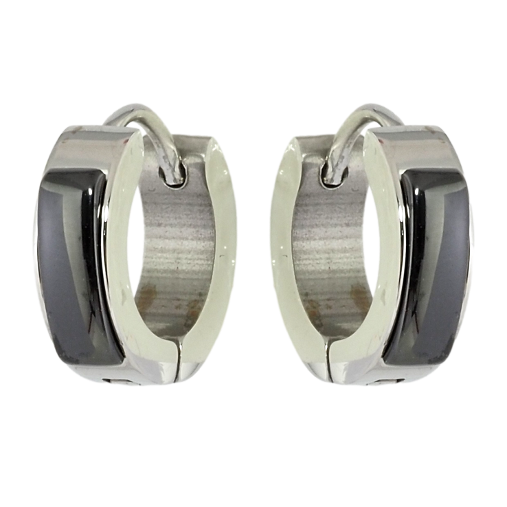 Серьги Xuping TTM Stainless Steel цвет Родий колечки Вставки черная керамика фото №6