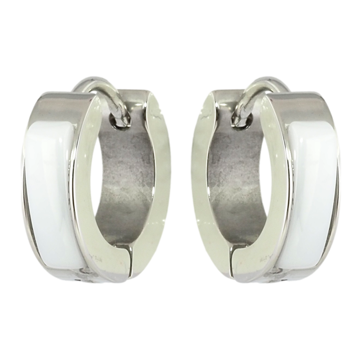 Серьги Xuping TTM Stainless Steel цвет Родий колечки Вставки белая керамика фото №7