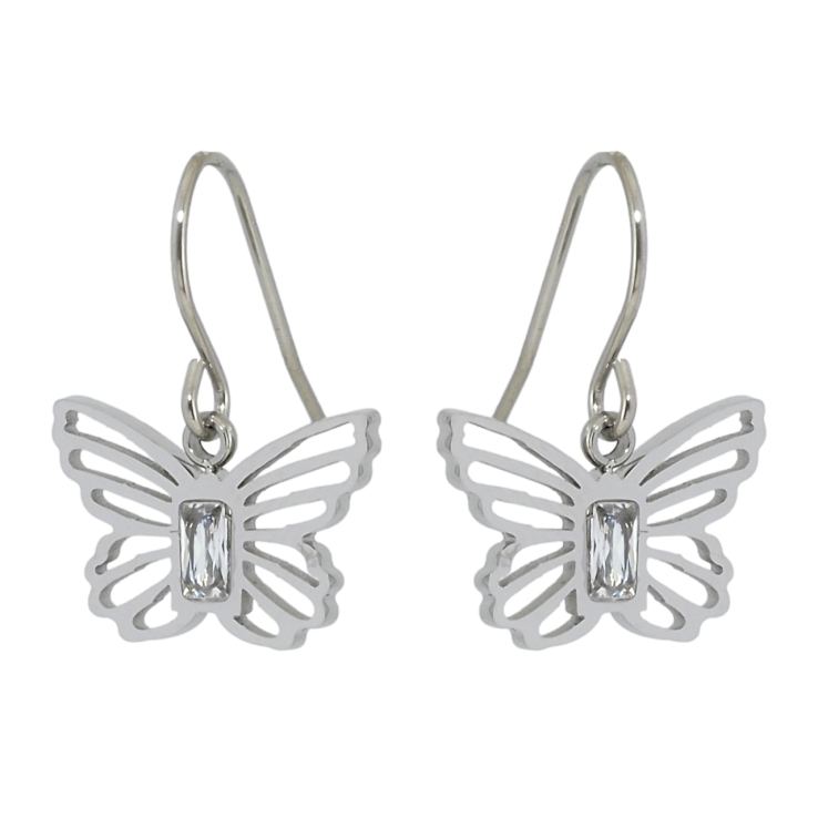 Серьги Xuping TTM Stainless Steel цвет Родий французский замок Бабочки фото №6