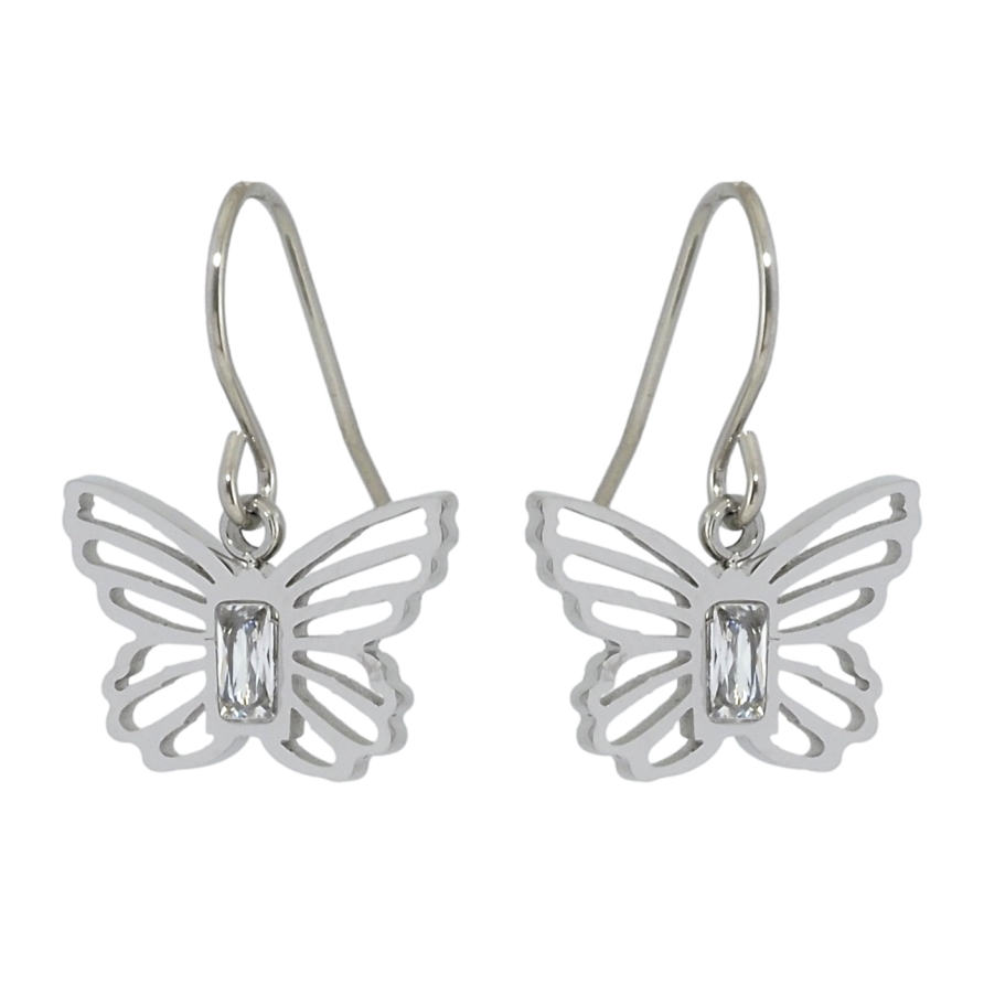 Серьги Xuping TTM Stainless Steel цвет Родий французский замок Бабочки фото №1