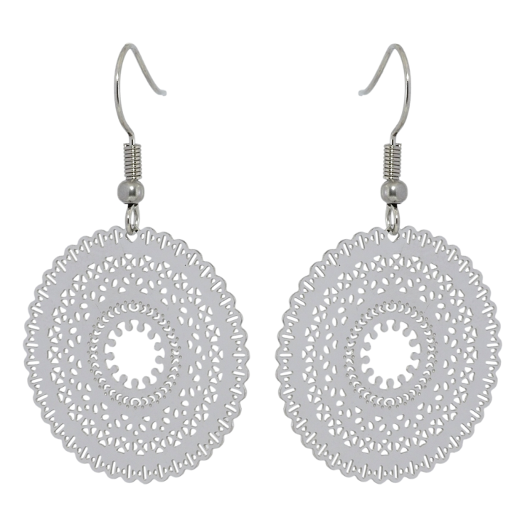 Серьги Xuping TTM Stainless Steel цвет Родий французский замок Ажурные подвески фото №17