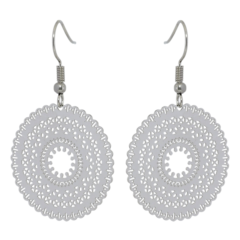 Сережки Xuping TTM Stainless Steel колір Родій французький замок Ажурні підвіски фото №1