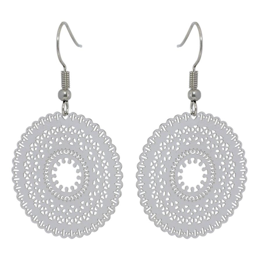 Серьги Xuping TTM Stainless Steel цвет Родий французский замок Ажурные подвески фото №1