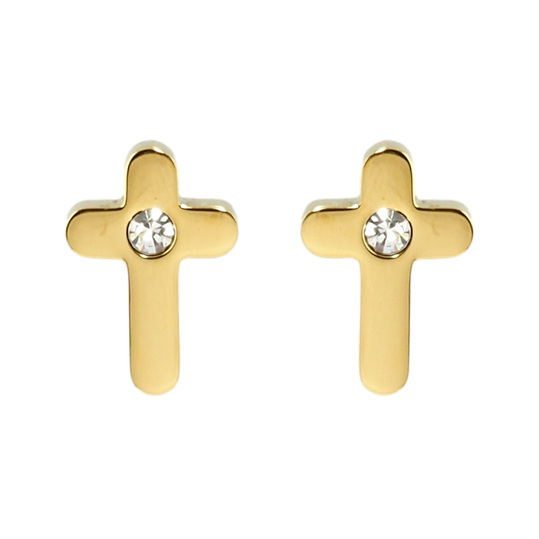 Серьги Xuping TTM Stainless Steel цвет 14K пусеты Крестики фото №3