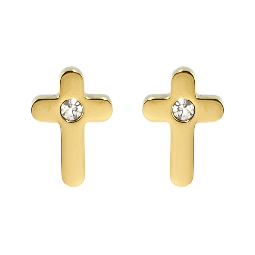 Серьги Xuping TTM Stainless Steel цвет 14K пусеты Крестики фото №1