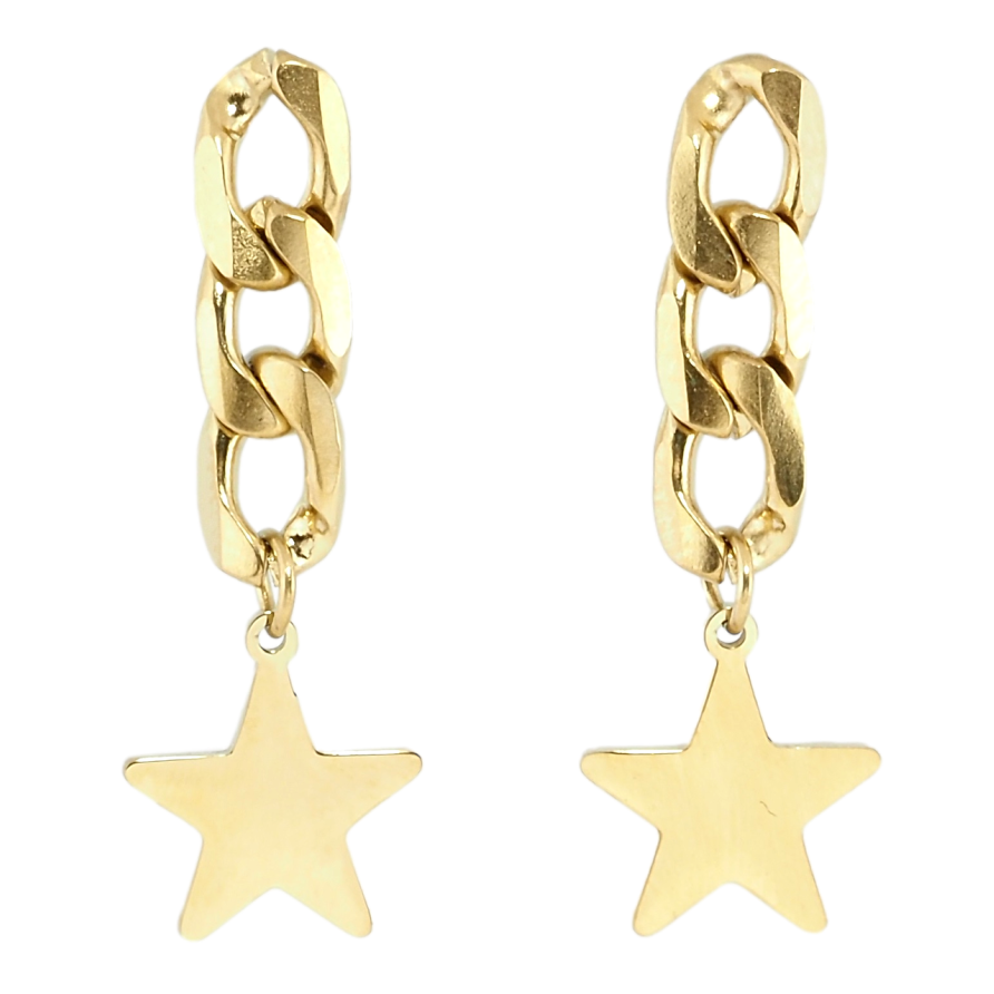 Серьги Xuping TTM Stainless Steel цвет 14K пусеты Звезды на цепочках фото №1