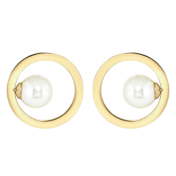 Серьги Xuping TTM Stainless Steel цвет 14K пусеты Колечки с жемчужинами фото №2