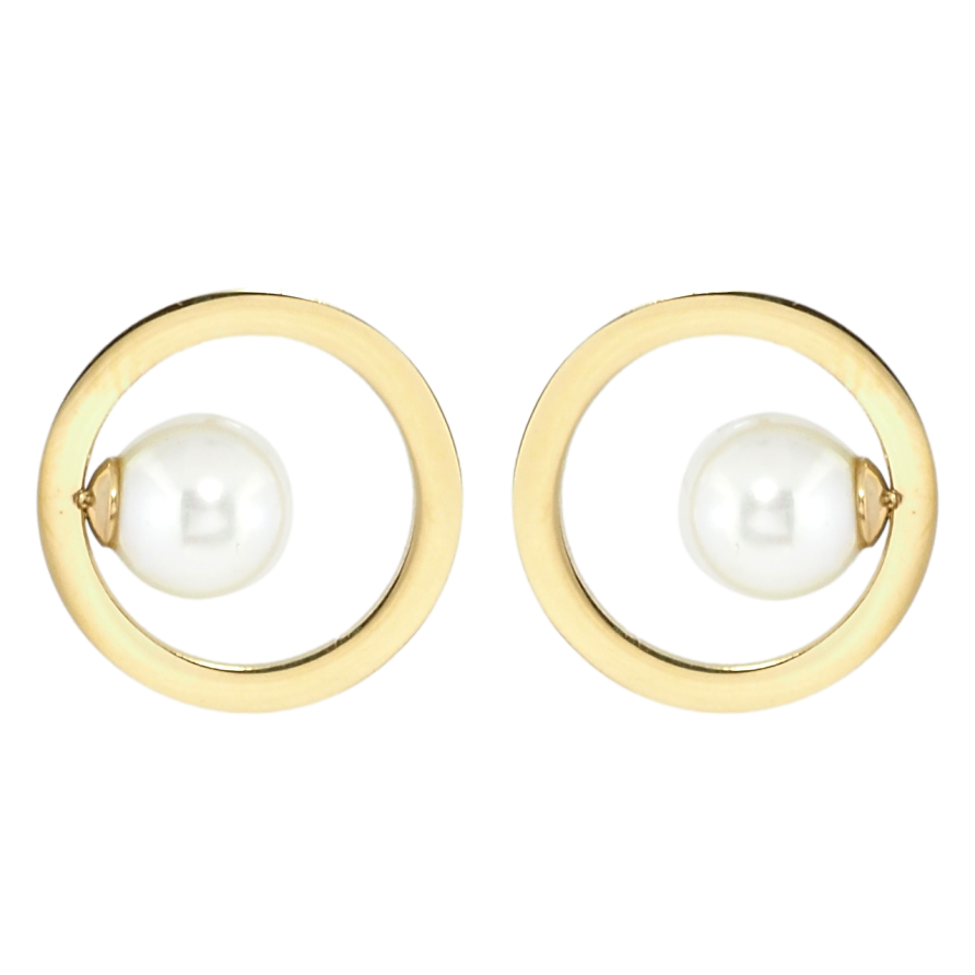 Серьги Xuping TTM Stainless Steel цвет 14K пусеты Колечки с жемчужинами фото №1