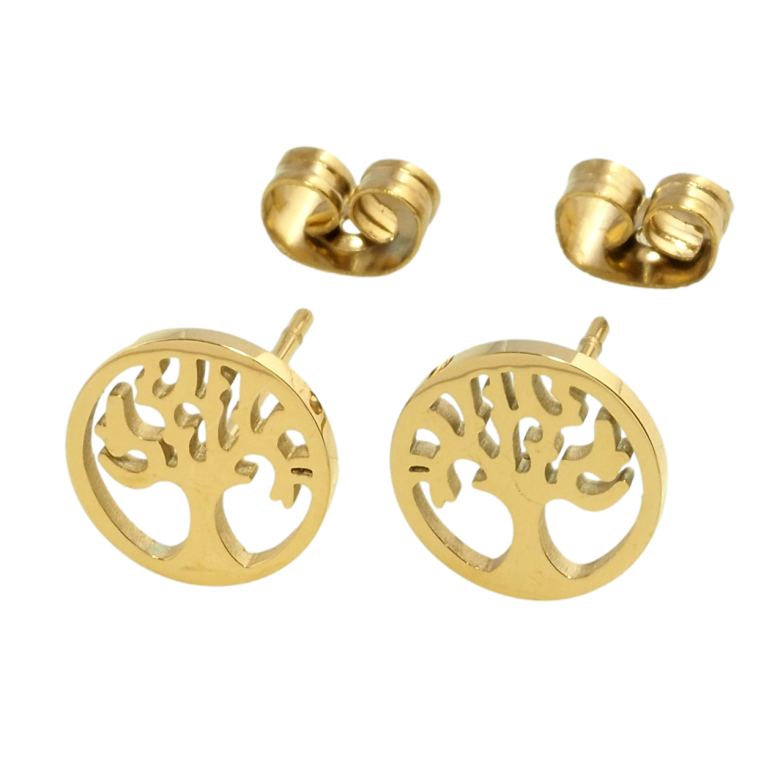 Серьги Xuping TTM Stainless Steel цвет 14K пусеты Дерево фото №1