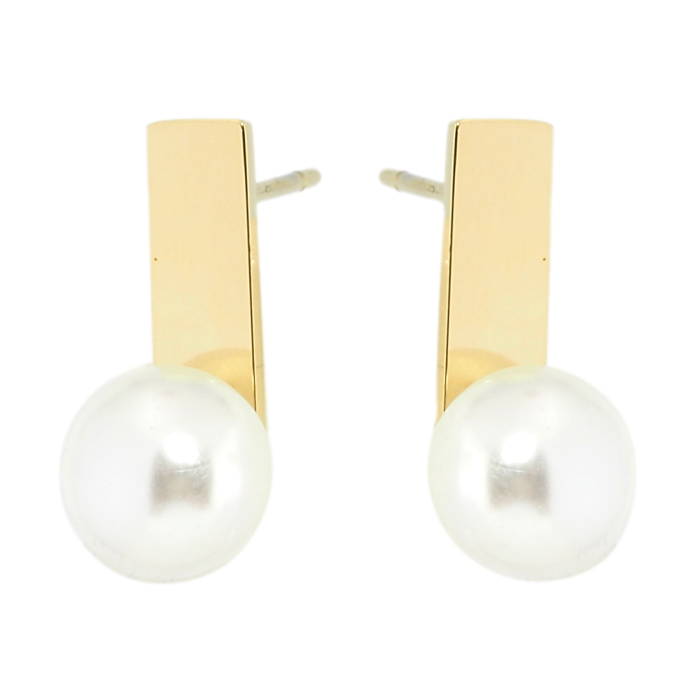 Сережки Xuping TTM Stainless Steel колір 14K пусети Пластини з перлинами фото №1