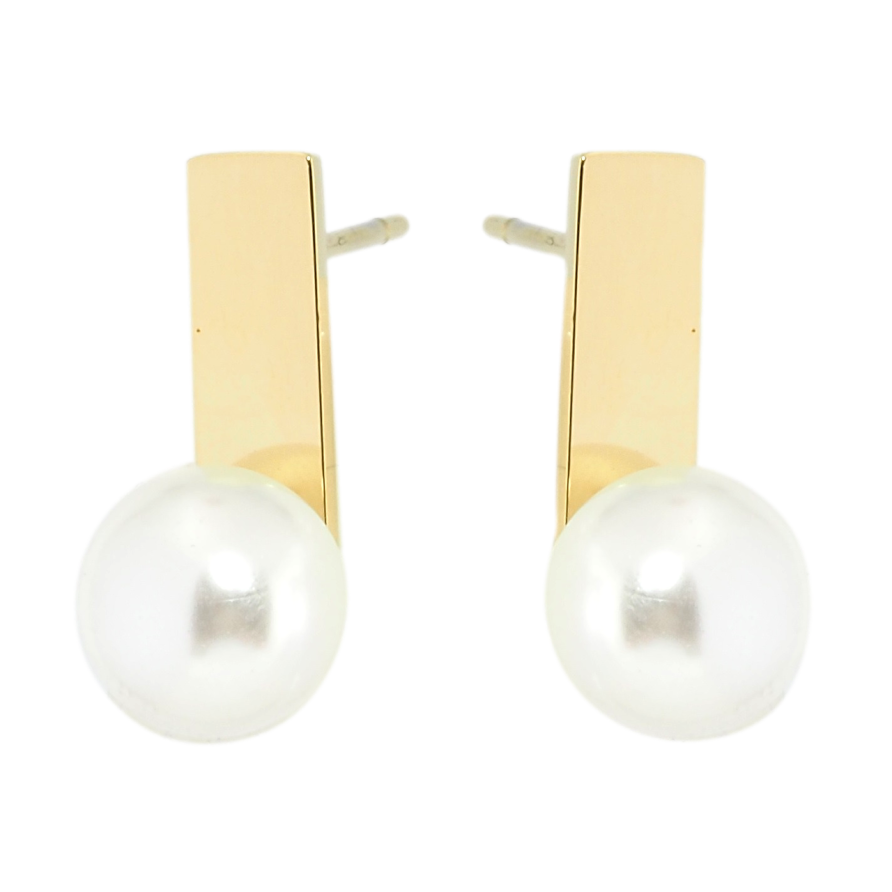 Серьги Xuping TTM Stainless Steel цвет 14K пусеты Пластины с жемчужинами фото №1