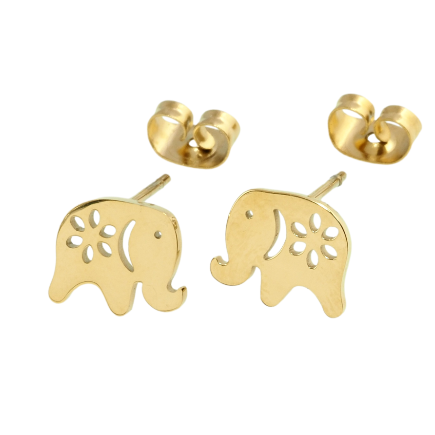 Сережки Xuping TTM Stainless Steel колір 14K пусети Слоники фото №1