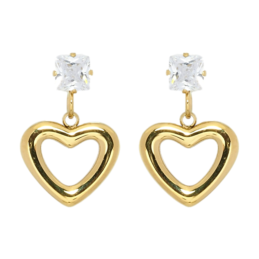 Серьги Xuping TTM Stainless Steel цвет 14K пусеты Сердечки фото №1