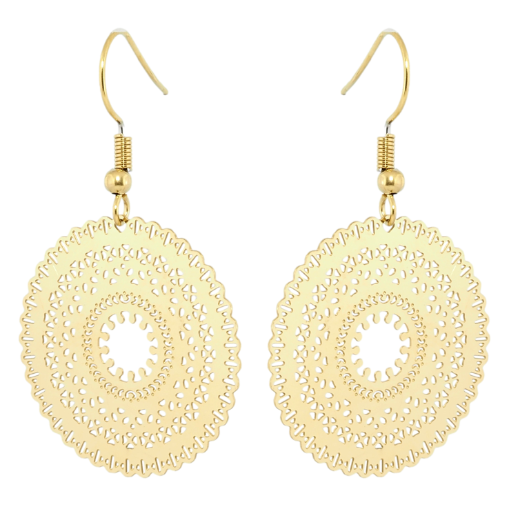 Сережки Xuping TTM Stainless Steel колір 14K французький замок Ажурні підвіски фото №17