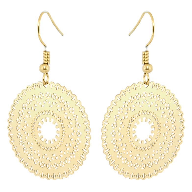 Серьги Xuping TTM Stainless Steel цвет 14K французский замок Ажурные подвески фото №13