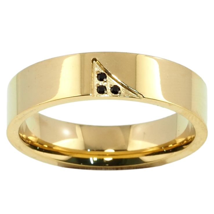 Каблучка Xuping TTM Stainless Steel Колір 14К Обручка, з чорним цирконієм, ш.5мм фото №25