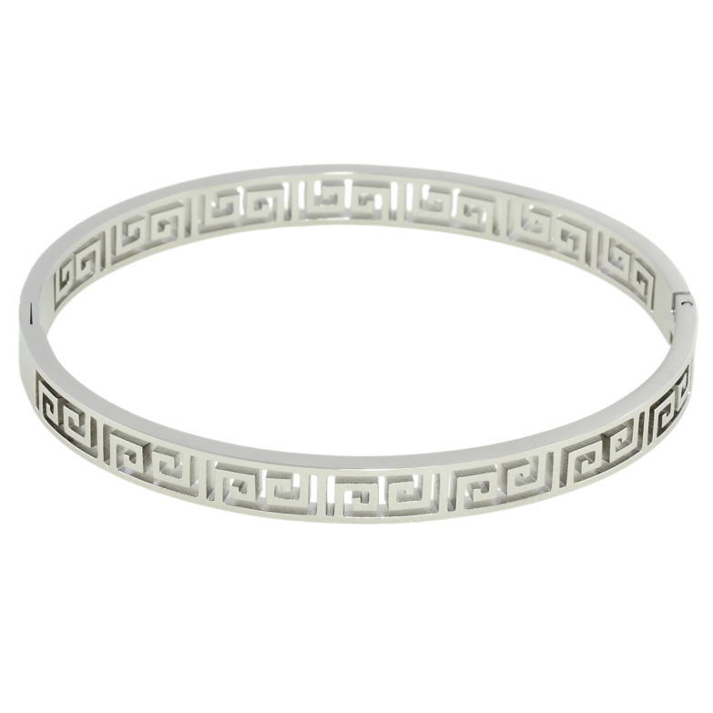 Браслет Xuping ТТМ Stainless Steel колір Родій Грецький орнамент ø 6см фото №1