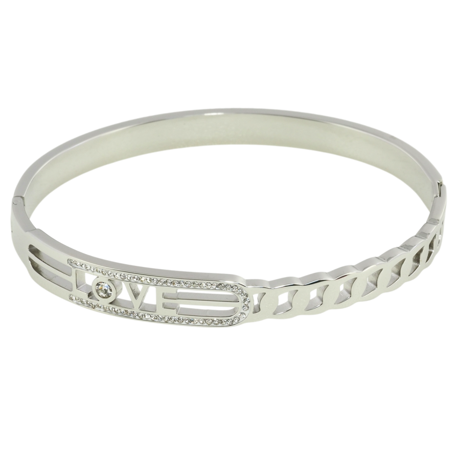 Браслет Xuping ТТМ Stainless Steel колір Родій Love ø 6см фото №1