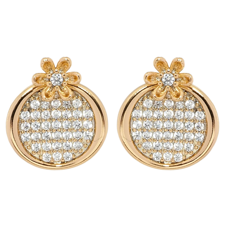 Серьги Xuping Позолота 18K пусеты Круги с цирконием и цветочками фото №23 Серьги Xuping Позолота 18K пусеты Круги с цирконием и цветочками фото №23