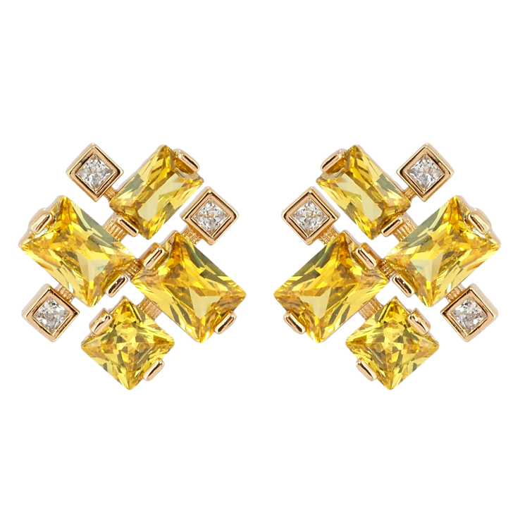 Сережки Xuping Позолота 18K пусети Жовті фіаніти фото №18