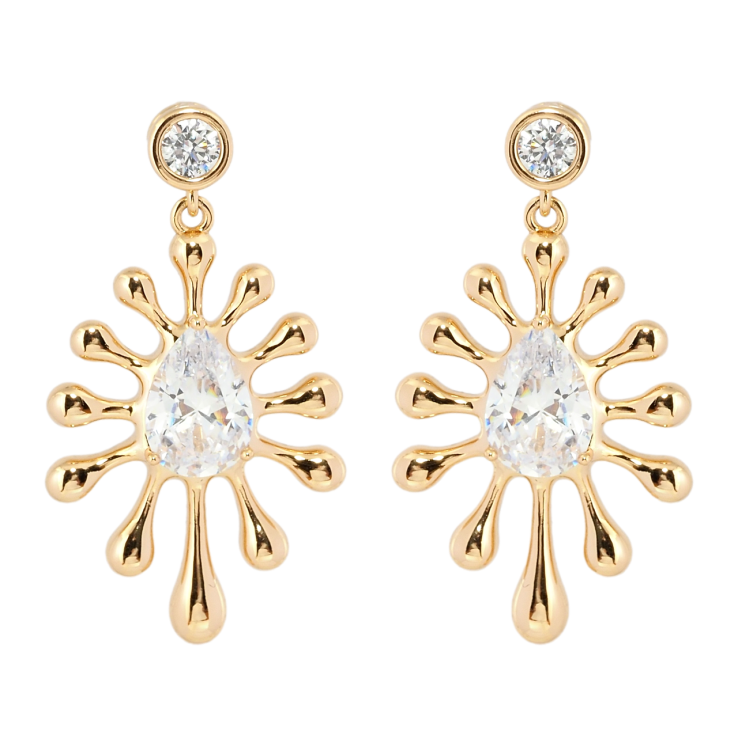 Сережки Xuping Позолота 18K пусети Декоративні підвіски з фіанітами фото №2