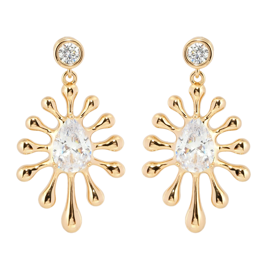 Сережки Xuping Позолота 18K пусети Декоративні підвіски з фіанітами фото №1