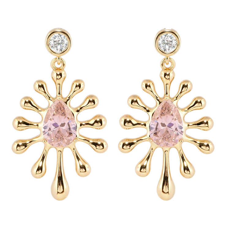 Сережки Xuping Позолота 18K пусети Декоративні підвіски з рожевими фіанітами фото №4