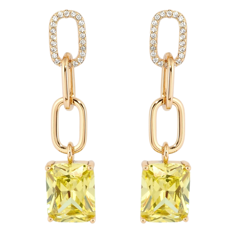 Серьги Xuping Позолота 18K пусеты Цепочки с желтыми фианитами фото №1 Серьги Xuping Позолота 18K пусеты Цепочки с желтыми фианитами фото №1