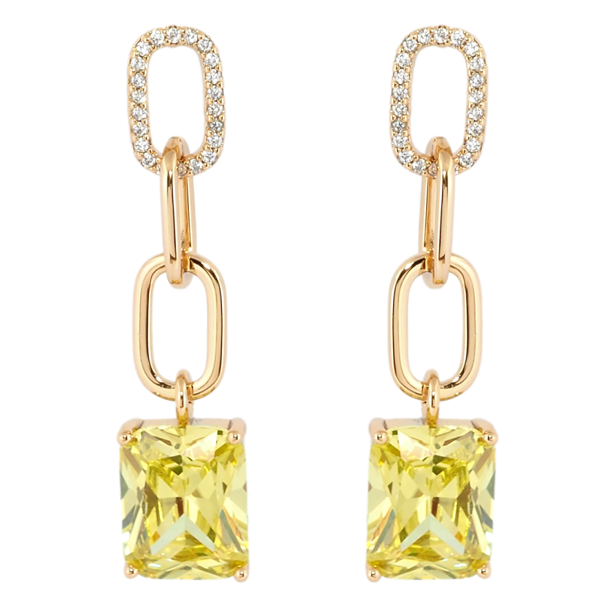 Сережки Xuping Позолота 18K пусети Ланцюжки з жовтими фіанітами фото №1 Сережки Xuping Позолота 18K пусети Ланцюжки з жовтими фіанітами фото №1