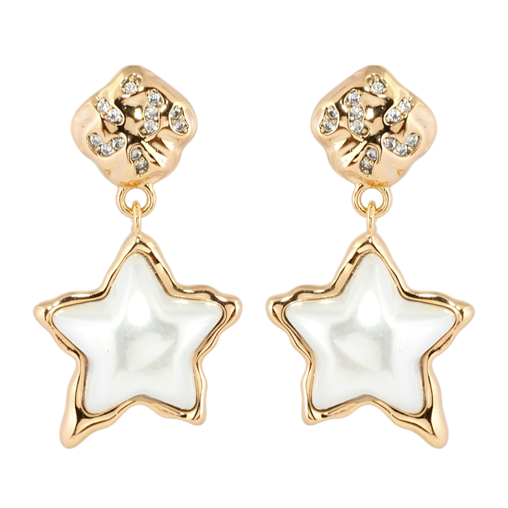 Сережки Xuping Позолота 18K пусети Підвіски перламутрові зірки фото №5