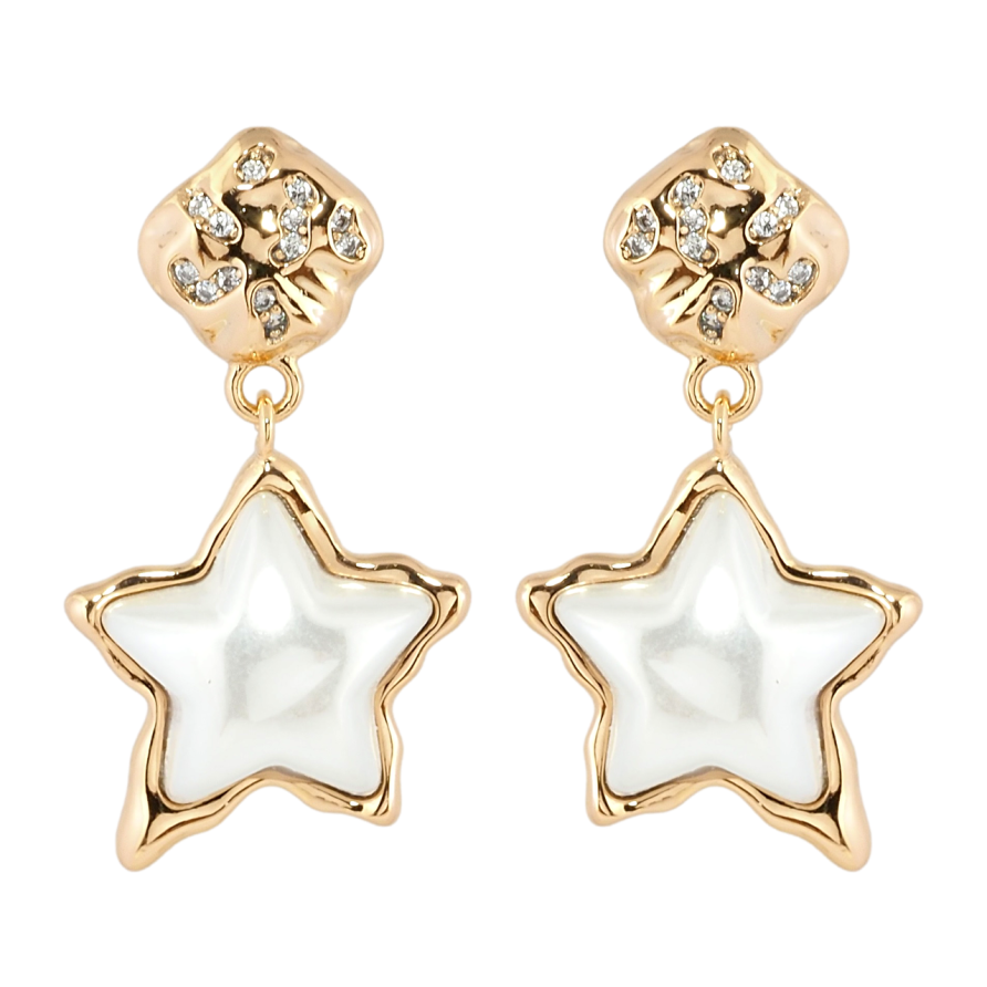 Серьги Xuping Позолота 18K пусеты Подвески перламутровые звезды фото №1