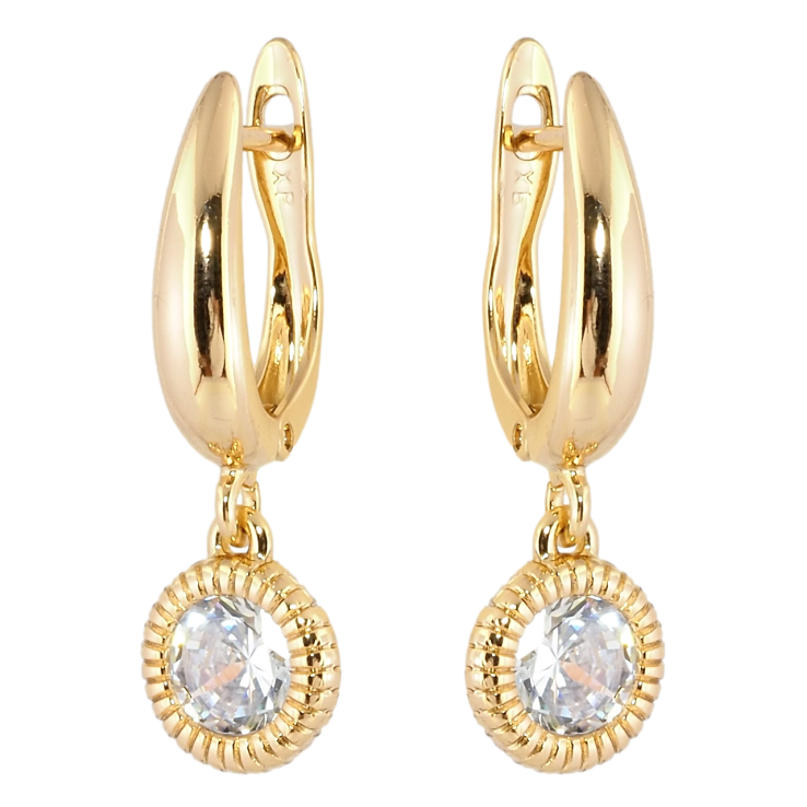 Сережки Xuping Позолота 18K англійський замок Кришталеві підвіски ø 9мм фото №5